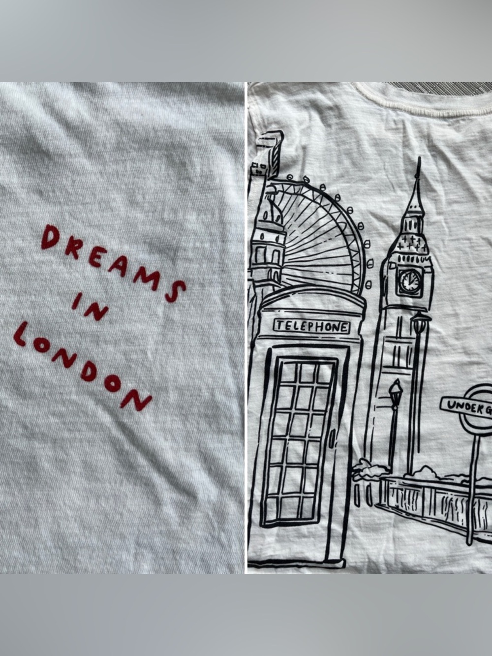 Anthropologie Maeve White Graphic Tee London Small - Picture 3 of 8